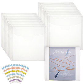 60шт. прозрачные пластиковые карманы для документов, для школьного домашнего офиса, с 240шт. бумажных наклеек, прямоугольные индексные вкладки