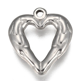 304 Stainless Steel Pendants, Heart with Wing