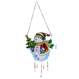 DIY Resin Sun Catcher Pendant Decoration Diamond Painting Kit, for Home Decorations, Christmas Theme, Snowman