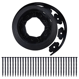 PET Landscape Edging, Garden Border, with Anchoring Spike Nails