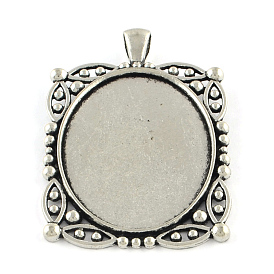 Tibetan Style Alloy Pendant Cabochon Settings, Cadmium Free & Lead Free