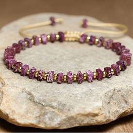 Pulseras trenzadas cuadradas de cuentas de jaspe imperial natural teñido estilo boho para mujer