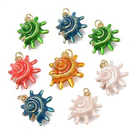 Colgantes de esmalte de bronce, dijes con forma de caracola, sin plomo y cadmio, chapado en rack, larga duración plateado, dorado