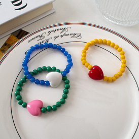 Colorful Heart Bead Hair Tie Bracelet - Unique Design, Sweet and Cool Hair Accessory.