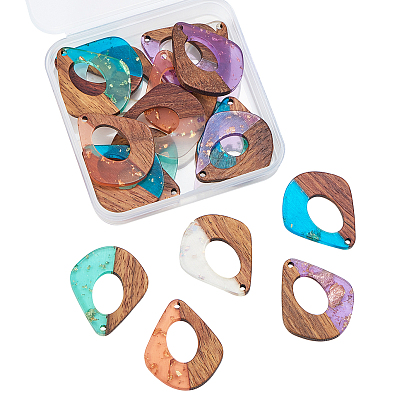 Подвески из прозрачной смолы и ореха, с блестками, слеза, серебряные