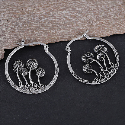 Серьги сплава обручем, гриб, слева и справа