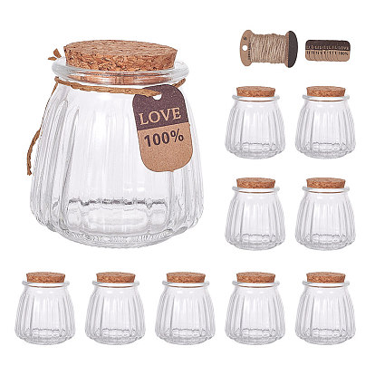 Glasflasche, mit Korken & Anhänger, Ich wünsche eine Flasche, Kolumne, mit Juteschnur, 3 Lagen, für Schmuck machen