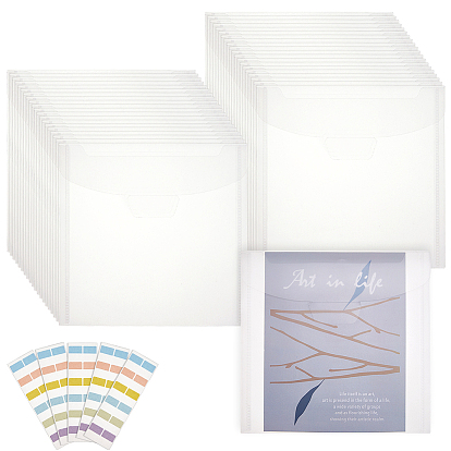 60шт. прозрачные пластиковые карманы для документов, для школьного домашнего офиса, с 240шт. бумажных наклеек, прямоугольные индексные вкладки