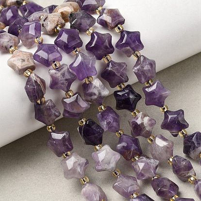 Природный аметист нитей бисера, толстая звезда, с бисером