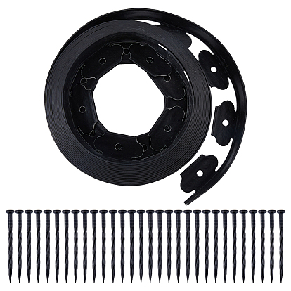 PET Landscape Edging, Garden Border, with Anchoring Spike Nails