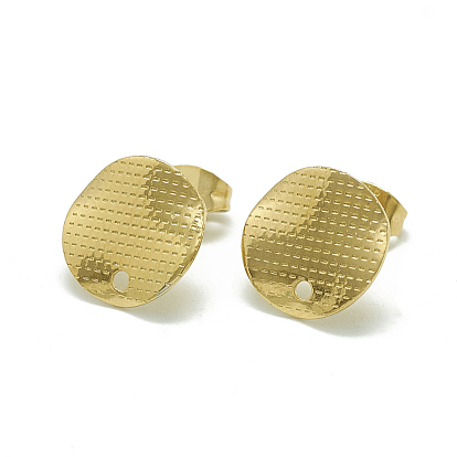 304 Stainless Steel Stud Earring Findings, with Loop, Wavy Flat Round