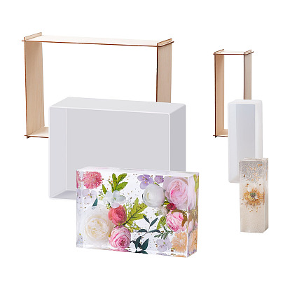 2 набор 2 стиль прямоугольник силиконовые формы своими руками, формы для литья смолы, инструменты для производства глиняных ремесел, с деревянными рамами