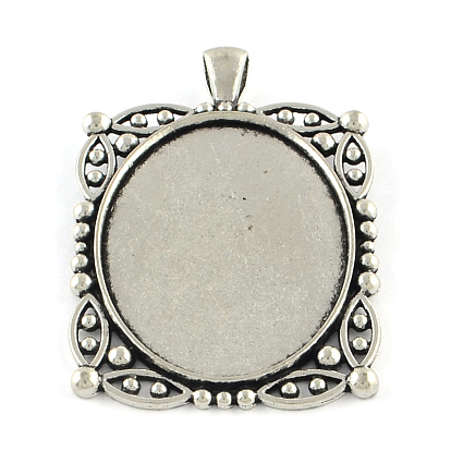Tibetan Style Alloy Pendant Cabochon Settings, Cadmium Free & Lead Free
