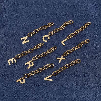Extensor de cadena de acero inoxidable unicraftale 304, con cadena de cable y dijes de letras, letra a Z ~