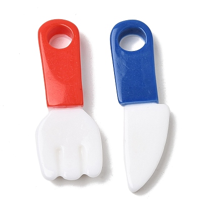 Opaque Resin Pendants, Knife & Fork Charms