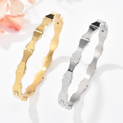 Бамбуковое соединение 304 браслеты из нержавеющей стали для женщин, ионное покрытие (ip)