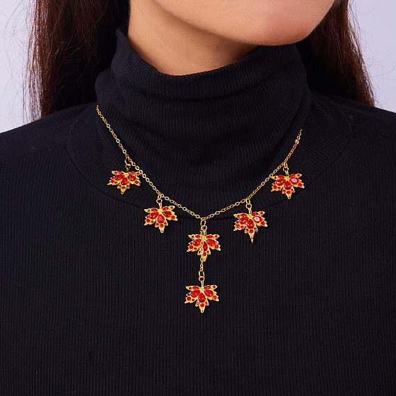 Женские ожерелья из легкого сплава Siam со стразами в виде кленового листа