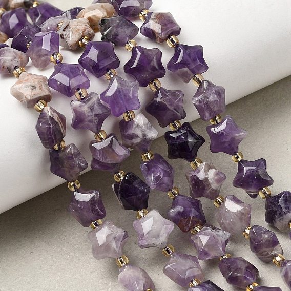 Природный аметист нитей бисера, толстая звезда, с бисером