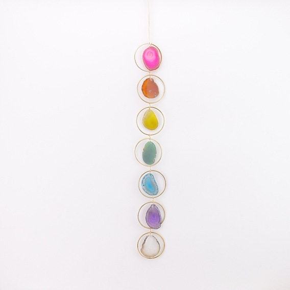 7 Ловец солнца из натурального агата в форме радужной чакры, Декоративное украшение для окна из драгоценных камней для дома.