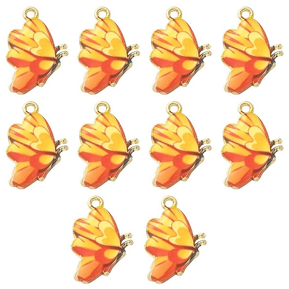 Печатные подвески сплава, без кадмия, без никеля и без свинца, золотой свет, бабочка
