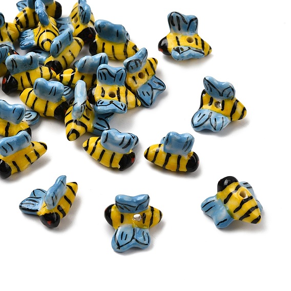 Фарфоровые бусины ручной работы, Пчелы, яркие глазированный фарфор