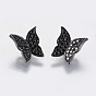 Brass Micro Pave Cubic Zirconia Animal Slide Charm, Butterfly, Black