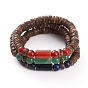 Stretch Beaded Bracelets Sets, with Natural & Synthetic Gemstone Beads and Coconut Shell Beads, Column & Round