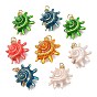 Brass Enamel Pendants, Conch Shape Charms, Cadmium Free & Lead Free, Rack Plating, Long-Lasting Plated, Golden