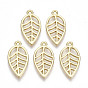Rack Plating Alloy Pendants, Cadmium Free & Lead Free, Hollow, Leaf