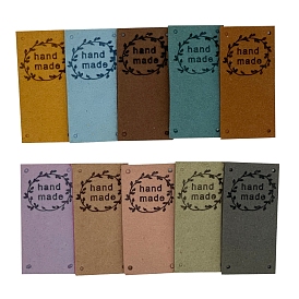 Handmade Microfiber Leather Labels, Rectangle, Garland