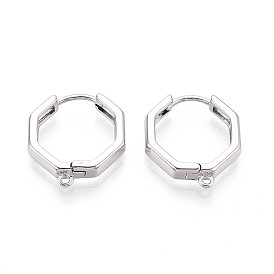 Латунная фурнитура для хооп серег, без кадмия, без никеля и без свинца, многоугольник