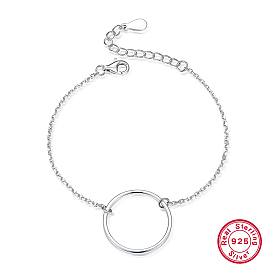 S925 Sterling Silver Circle Ring Link Bracelet Fashion Trend for Unisex