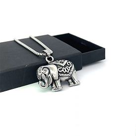 Мужская подвеска в виде слона из нержавеющей стали, ожерелья в стиле хип-хоп-панк