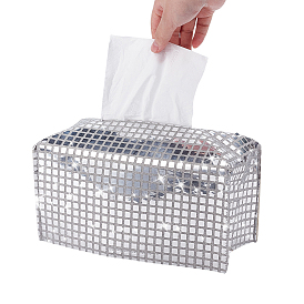 Складные коробки для хранения салфеток из блестящей искусственной кожи и пайеток, органайзер для бумажных полотенец, серебро 