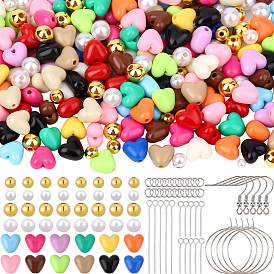 Комплекты для изготовления сережек, в том числе бусины из акрила и абс-пластика, латунные бокалы, 304 Крючки для сережек из нержавеющей стали, открытые соединительные кольца и штифт с ушком