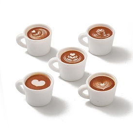 Pendentifs boisson en résine opaque, Breloques pour tasse à café avec cœur/feuille/fleur, blanc