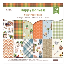 12 Sheets 12 Styles Happy Harvest Scrapbook Paper Pads, for DIY Album Scrapbook, Background Paper, Diary Decoration