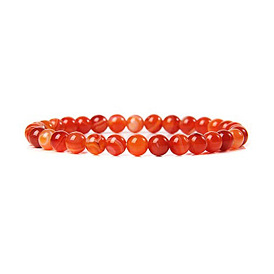 8mm Natural Red Agate Gemstone Bracelet with Red Crystal and Jade Beads
