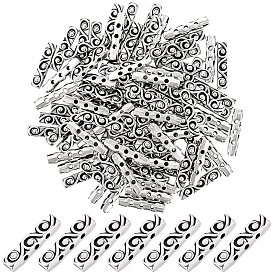 100шт. распорные планки из сплава тибетского типа, без свинца и без кадмия, прямоугольные, 3-луночное