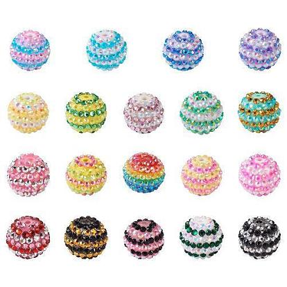 38Pcs 19 Colors Resin Rhinestone Beads Sets, Round