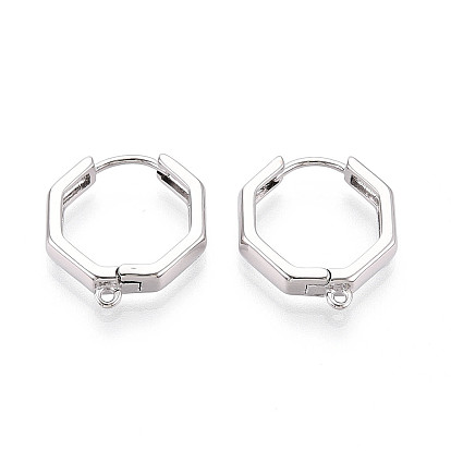 Латунная фурнитура для хооп серег, без кадмия, без никеля и без свинца, многоугольник