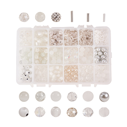 Mixed Style Glass Beads, Cat Eye Beads, Luminous Lampwork Beads and Polymer Clay Rhinestone Beads, Mixed Shapes
