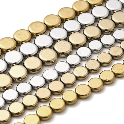 Гальванические нити из синтетических немагнитных гематитовых бусин, плоско-круглые