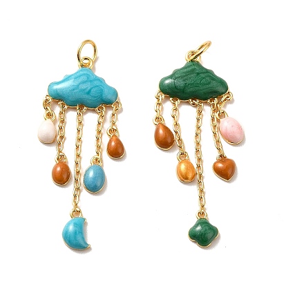 Подвески из латуни с эмалью в стойку, для изготовления ювелирных изделий, с целью перехода в кольце, без кадмия, без свинца и без никеля, реальный 18 k позолоченный, облако