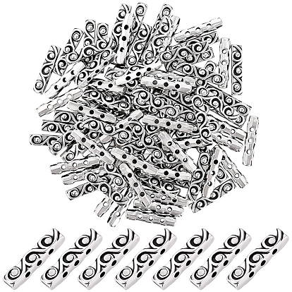 100шт. распорные планки из сплава тибетского типа, без свинца и без кадмия, прямоугольные, 3-луночное