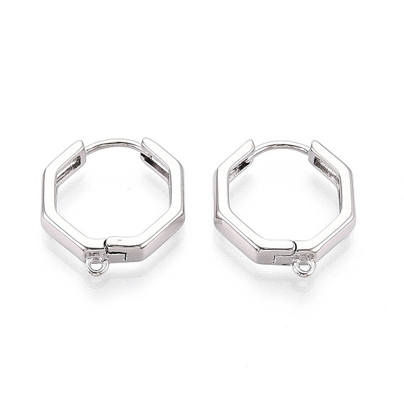 Латунная фурнитура для хооп серег, без кадмия, без никеля и без свинца, многоугольник