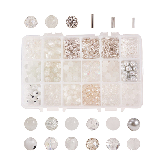 Mixed Style Glass Beads, Cat Eye Beads, Luminous Lampwork Beads and Polymer Clay Rhinestone Beads, Mixed Shapes