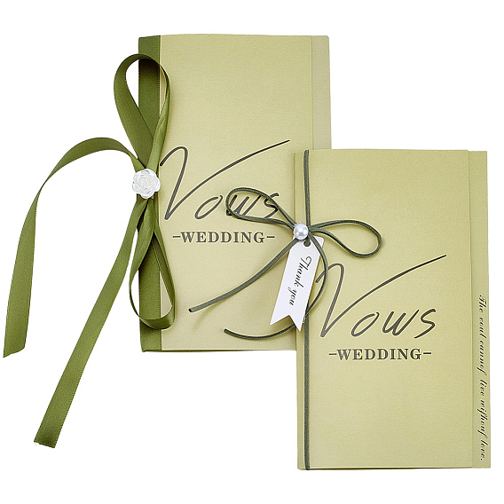 Paper Wedding Vows Cards, including Ribbon, Gift Tape, Plastic Pearl Bead, Sticker