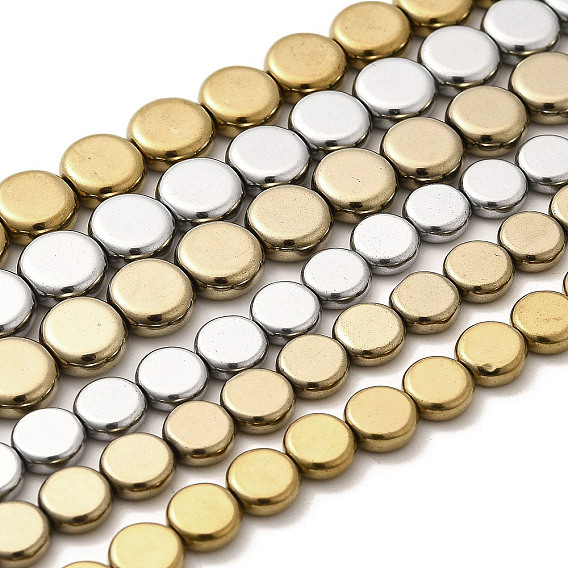 Гальванические нити из синтетических немагнитных гематитовых бусин, плоско-круглые