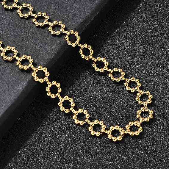 304 ожерелья из нержавеющей стали с цветочными звеньями для женщин, ионное покрытие (ip)